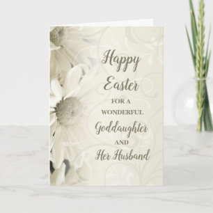 Cartes Pour Fêtes Annuelles Fleurs blanches Joyeuse fille de Pâques et mari