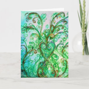 Cartes Pour Fêtes Annuelles FLEURS BLANCHES vert turquoise clair blanc