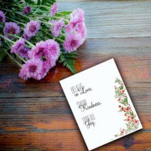 Cartes Pour Fêtes Annuelles Fleurs botaniques d'aquarelle rouge