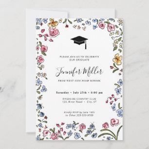 Cartes Pour Fêtes Annuelles Fleurs colorées dessinées à la main Graduation Par