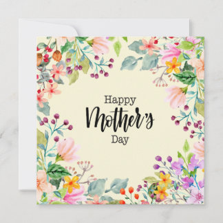 Cartes Pour Fêtes Annuelles Fleurs d'aquarelle Floral Happy Mother's Day