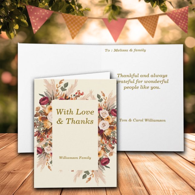 Cartes Pour Fêtes Annuelles Fleurs d'automne chaleureuses pour Thanksgiving Pe (Créateur téléchargé)