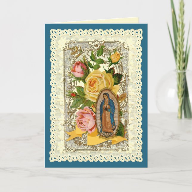 Cartes Pour Fêtes Annuelles Fleurs de Guadalupe Religieux Anniversaire Catholi (Devant)