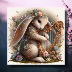 Cartes Pour Fêtes Annuelles Fleurs de lapin musicale Imaginaire Art Pâques