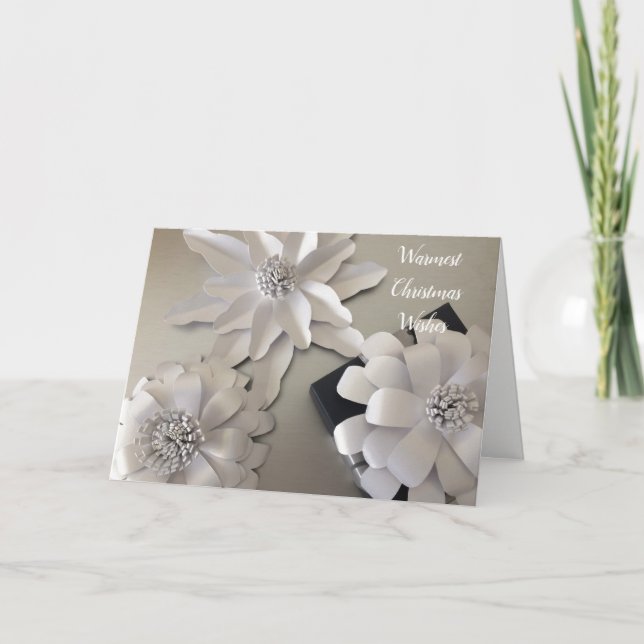 Cartes Pour Fêtes Annuelles Fleurs de Noël argentées (Devant)
