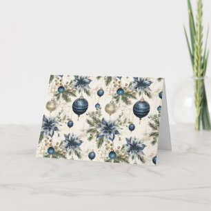 Cartes Pour Fêtes Annuelles Fleurs de Noël vintage bleues
