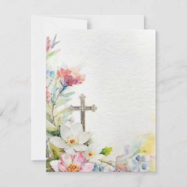 Cartes Pour Fêtes Annuelles Fleurs de Pâques et croiser papeterie vierge (Devant)