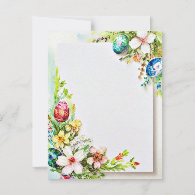 Cartes Pour Fêtes Annuelles Fleurs de Pâques et oeufs papeterie vierge (Devant)