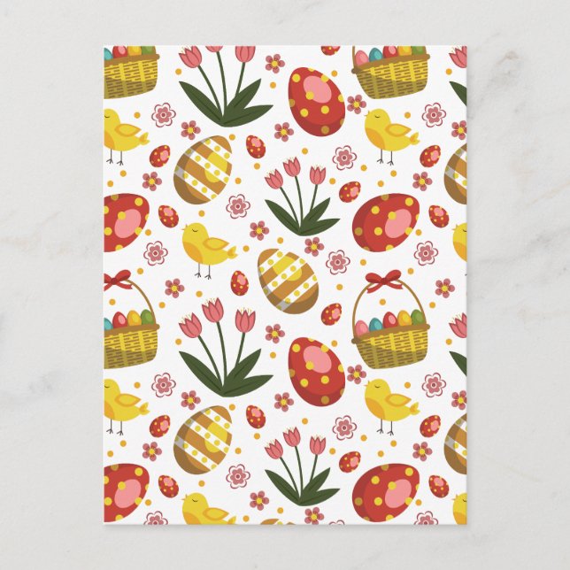 Cartes Pour Fêtes Annuelles Fleurs de poules de Pâques Oeufs Fête (Devant)