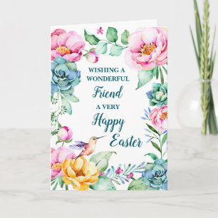 Cartes Pour Fêtes Annuelles Fleurs de printemps heureux ami de Pâques