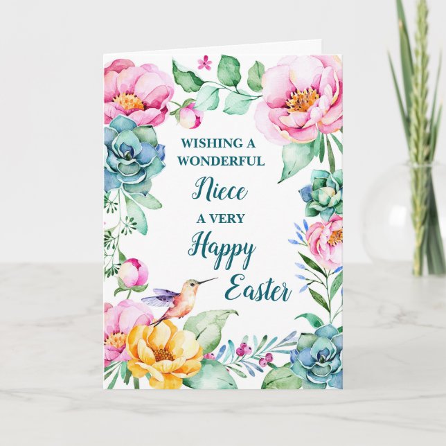 Cartes Pour Fêtes Annuelles Fleurs de printemps Joyeuses Nuit de Pâques (Devant)