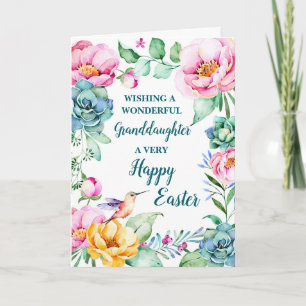 Cartes Pour Fêtes Annuelles Fleurs de printemps Joyeuses Petite-fille de Pâque
