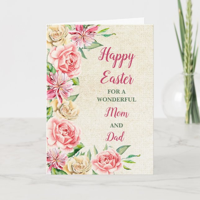 Cartes Pour Fêtes Annuelles Fleurs de printemps Joyeux Pâques maman et papa (Devant)