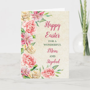 Cartes Pour Fêtes Annuelles Fleurs de printemps Joyeux Pâques maman et Stepdad