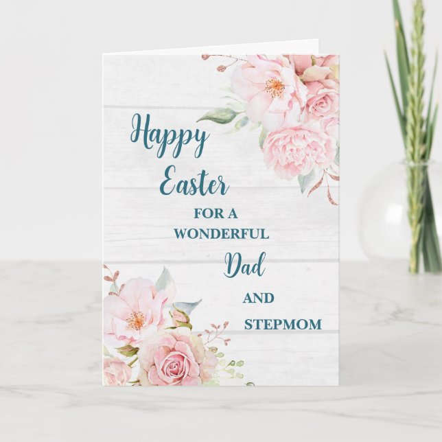 Cartes Pour Fêtes Annuelles Fleurs de printemps Joyeux Pâques papa et Stepmama (Devant)