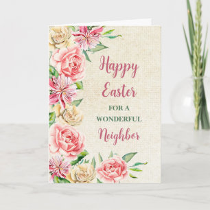 Cartes Pour Fêtes Annuelles Fleurs de printemps Joyeux Voisin de Pâques