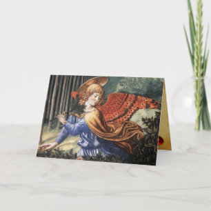 Cartes Pour Fêtes Annuelles Fleurs de rassemblement d'anges dans un paysage cé