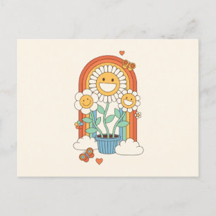 Cartes Pour Fêtes Annuelles Fleurs de soleil hippie et arc-en-ciel
