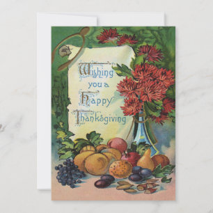 Cartes Pour Fêtes Annuelles Fleurs de vase à fruit de Wishbone de thanksgiving