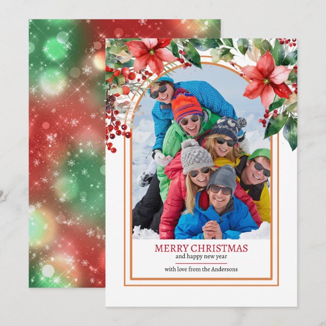 Cartes Pour Fêtes Annuelles Fleurs de verdure Créez votre propre photo personn (Devant / Derrière)