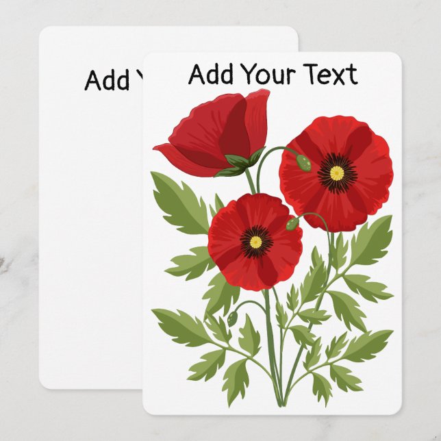 Cartes Pour Fêtes Annuelles Fleurs d'été joyeuses floraison de pavot (Devant / Derrière)