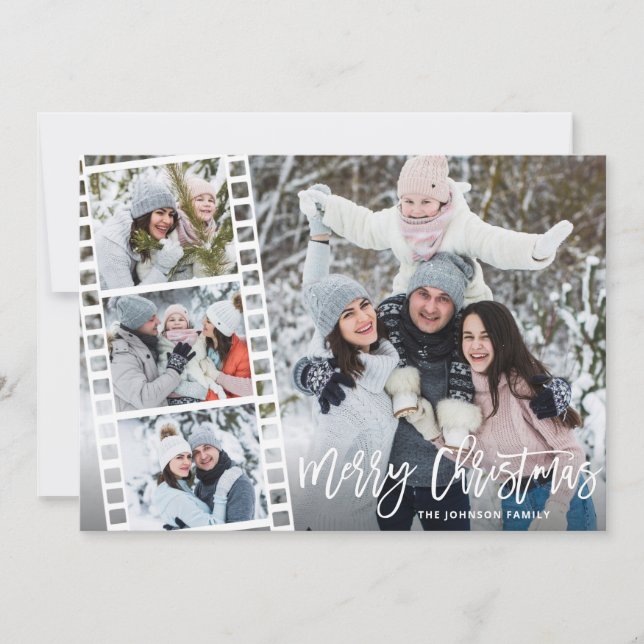 Cartes Pour Fêtes Annuelles Fleurs d'hiver de Noël élégantes 4 Salutation phot (Devant)