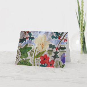 Cartes Pour Fêtes Annuelles Fleurs d'hiver & Holly