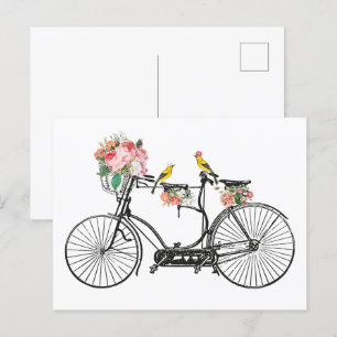 Cartes Pour Fêtes Annuelles Fleurs et oiseaux Vintages romantiques