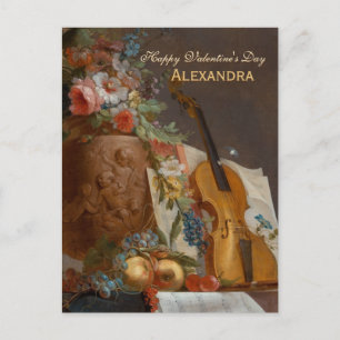 Cartes Pour Fêtes Annuelles Fleurs et violon CC0641 Valentine Postcard
