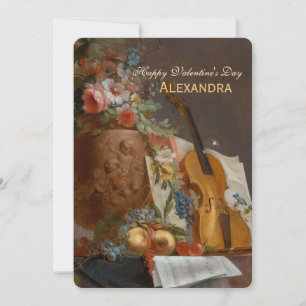 Cartes Pour Fêtes Annuelles Fleurs et violon CC0643 Valentine Salutation