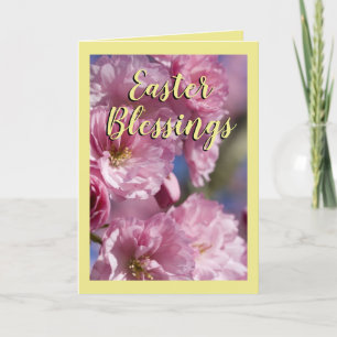 Cartes Pour Fêtes Annuelles Fleurs jaunes et roses fleurissent Bénédictions de