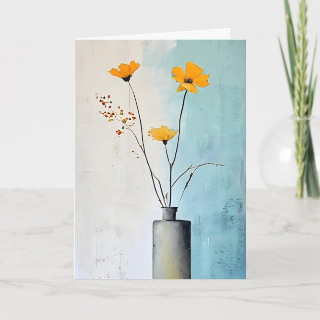 Cartes Pour Fêtes Annuelles Fleurs jaunes minimalistes Fête des mères (Devant)