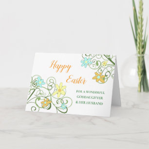Cartes Pour Fêtes Annuelles Fleurs Joyeuse fille de Pâques et son mari