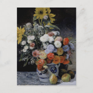 Cartes Pour Fêtes Annuelles Fleurs mixtes Renoir vintages dans un pot d'orfèvr
