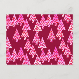 Cartes Pour Fêtes Annuelles Fleurs modernes arbres de Noël - vin & rose