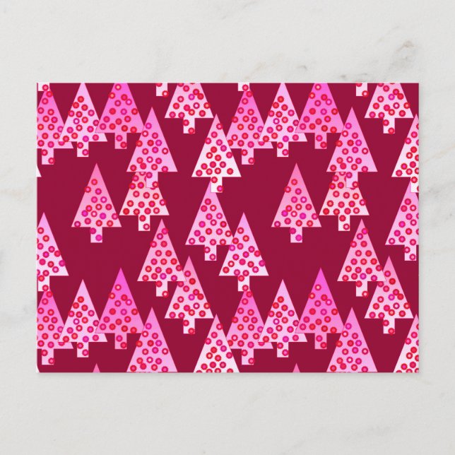 Cartes Pour Fêtes Annuelles Fleurs modernes arbres de Noël - vin & rose (Devant)