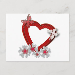 Cartes Pour Fêtes Annuelles Fleurs papillons de coeur rouge Valentines Jour am