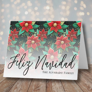 Cartes Pour Fêtes Annuelles Fleurs Poinsettia Elégantes Feliz Navidad Christma