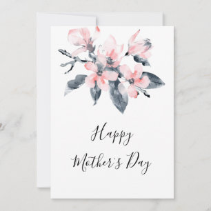 Cartes Pour Fêtes Annuelles Fleurs roses et gris Aquarelle classique Fête des 