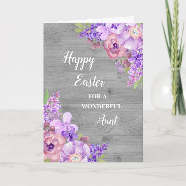 Cartes Pour Fêtes Annuelles Fleurs rustiques Joyeuse Tante de Pâques (Devant)