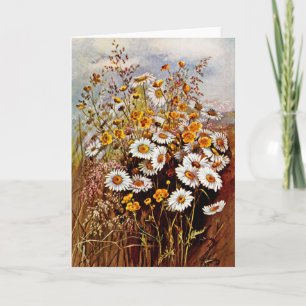 Cartes Pour Fêtes Annuelles Fleurs sauvages boutons d'or marguerite vintage