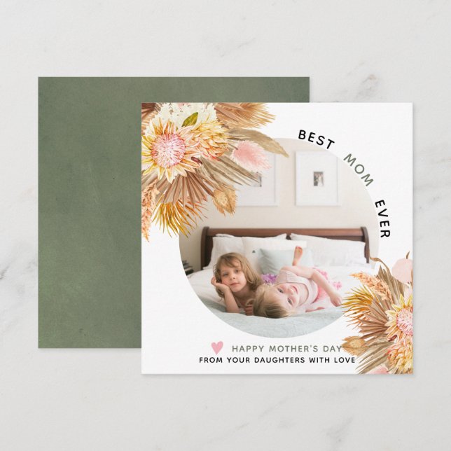 Cartes Pour Fêtes Annuelles Fleurs séchées gr Fête des Mères photo (Devant / Derrière)