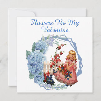 Cartes Pour Fêtes Annuelles Fleurs Soyez Ma Valentine Blue Flora Fille de cour