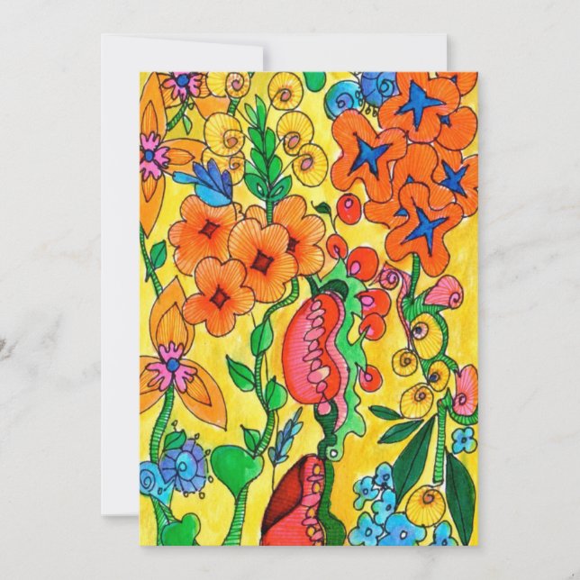 Cartes Pour Fêtes Annuelles Fleurs tropicales Abstraites aquarelle en couleur  (Devant)