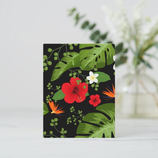 Cartes Pour Fêtes Annuelles Fleurs tropicales Arrière - plan 4 (Debout devant)