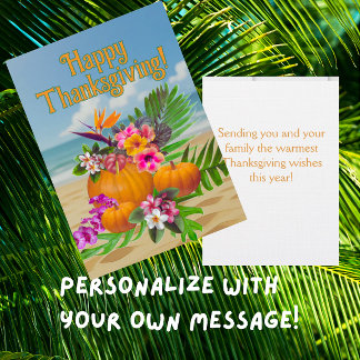 Cartes Pour Fêtes Annuelles Fleurs tropicales citrouilles plage