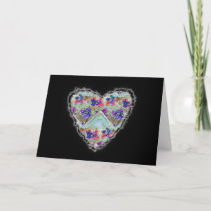 Cartes Pour Fêtes Annuelles Fleurs violettes et bleues Carrés Zigzags