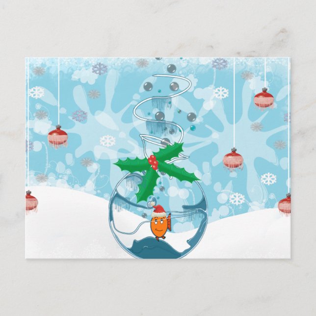 Cartes Pour Fêtes Annuelles Floc de poissons d'animal familier de Noël (Devant)