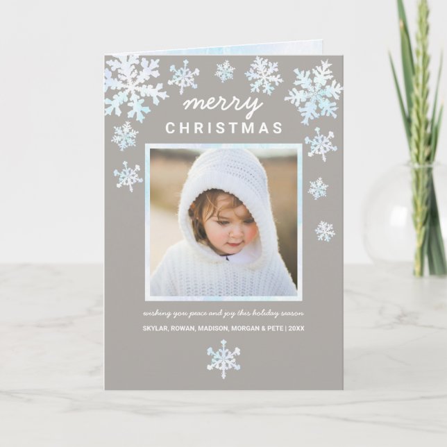 Cartes Pour Fêtes Annuelles Flocon de neige blanc Optique neige hivernale Ajou (Devant)