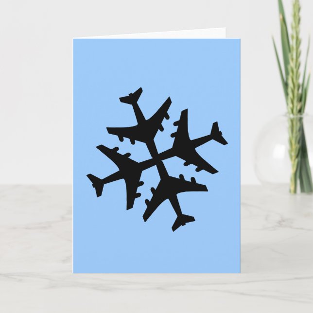 Cartes Pour Fêtes Annuelles Flocon de neige d'avion (Devant)